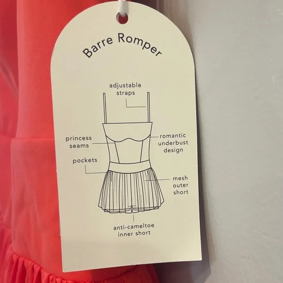 NWT Blogilates Women's Barre Active Romper, Medium - Coral Red - Picture 6 of 10